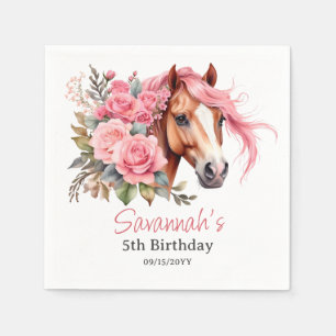 Western Cowgirl Horse Birthday Party Napkins