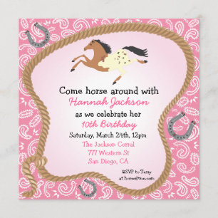 Western Cowgirl Horse Party Invitation