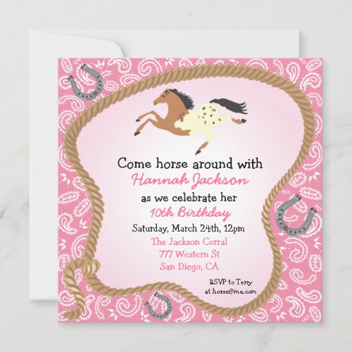 Western Cowgirl Horse Party Invitation