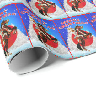 Western Cowgirl Horse Winter Scene Merry Christmas Wrapping Paper
