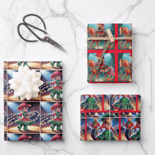 Western Cowgirl Kid Christmas Wrapping Paper Sheets