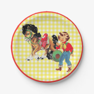 Western Cowgirl  Kid With Horse  Party Paper Plates