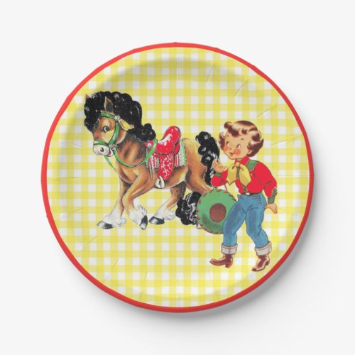 Western Cowgirl  Kid With Horse  Party Paper Plates