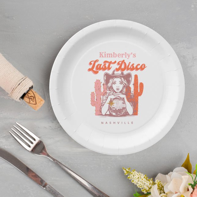 Western Cowgirl Last Disco Bachelorette Party  Paper Plates (Creator Uploaded)