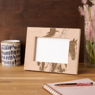 Western Cowgirl on Horse Engraved Frames