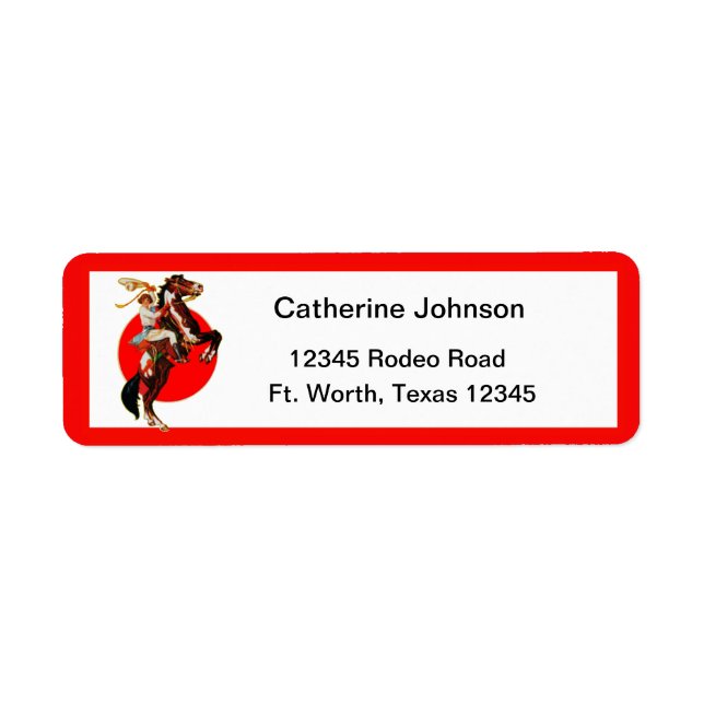 Western Cowgirl On Rearing Horse Label (Front)