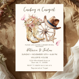 Western Cowgirl or Cowboy Gender Reveal Invitation