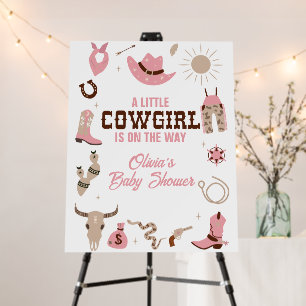 Western Cowgirl Pink Baby Shower Sign