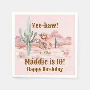 Western Cowgirl Pink Birthday Napkins