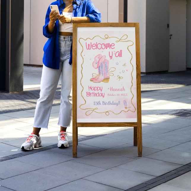 Western Cowgirl Pink Birthday Welcome Sign (Creator Uploaded)
