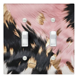 Western Cowgirl Pink Black White Gold Light Switch Cover