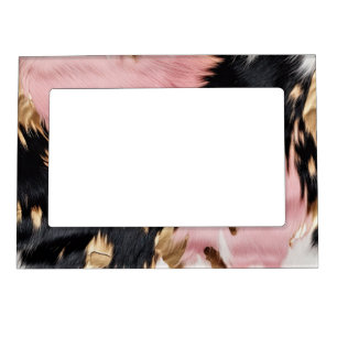 Western Cowgirl Pink Black White Gold  Magnetic Frame