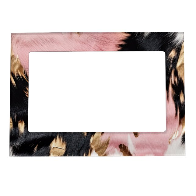 Western Cowgirl Pink Black White Gold  Magnetic Frame (Front)
