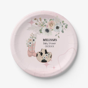 Western Cowgirl Pink Boots Hat Custom Dessert Paper Plates