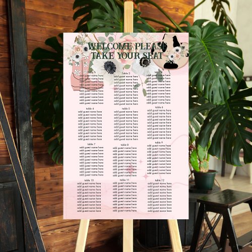 Western Cowgirl Pink Boots Hats Seating Chart Foam Board