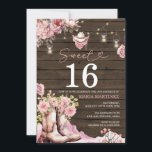 Western Cowgirl Pink Floral Wood Sweet 16 Birthday Invitation<br><div class="desc">EDITABLE Western Cowgirl Pink Floral Wood Sweet 16 Birthday Invitation
Elegant Rustic Wood Texas Southwestern Adult Mexican Birthday</div>