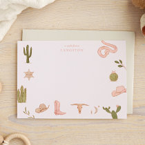 Western Cowgirl Pink Kids Note Card