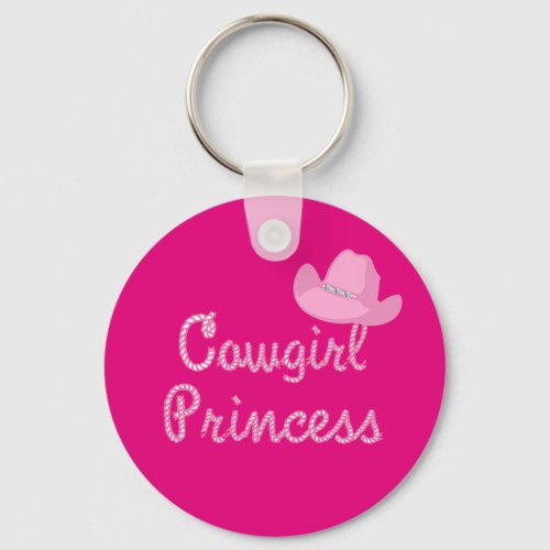 Western Cowgirl Princess With Pink Hat Keychain