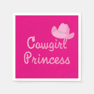 Western Cowgirl Princess With Pink Hat Party Napkins