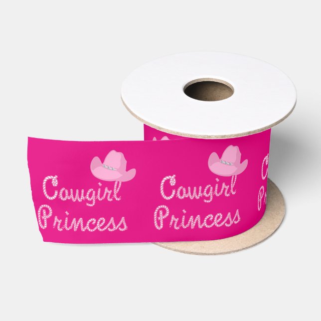 Western Cowgirl Princess with Pink Hat Satin Ribbon (Spool)