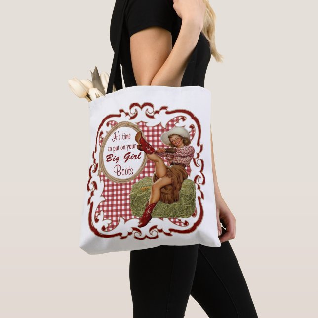 Western Cowgirl Put On Your Big Girl Boots 1 Tote Bag (Close Up)