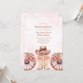 Coquette Western Boots Quinceanera Birthday Invitation