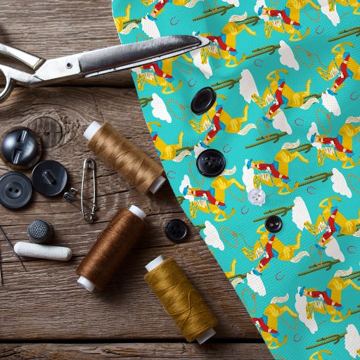 Western Cowgirl Retro Patterned Fabric