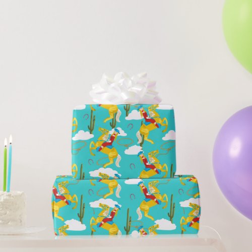 Western Cowgirl Retro Patterned Wrapping Paper