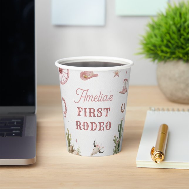 Western Cowgirl Rodeo Birthday Paper Cups (Insitu)