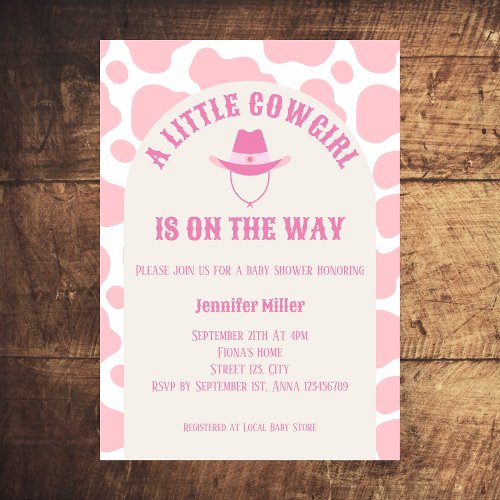 Western Cowgirl Rodeo Pink Girl Baby Shower Invitation