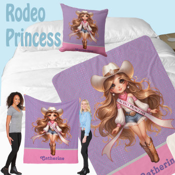 Western Cowgirl Rodeo Princess 1 Personalized Fleece Blanket by RODEODAYS at Zazzle