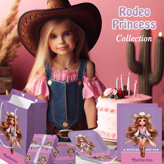 Western Cowgirl Rodeo Princess 1 Personalized Invitation (Rodeo Princess collection cowgirl birthday party supplies and gift ideas)