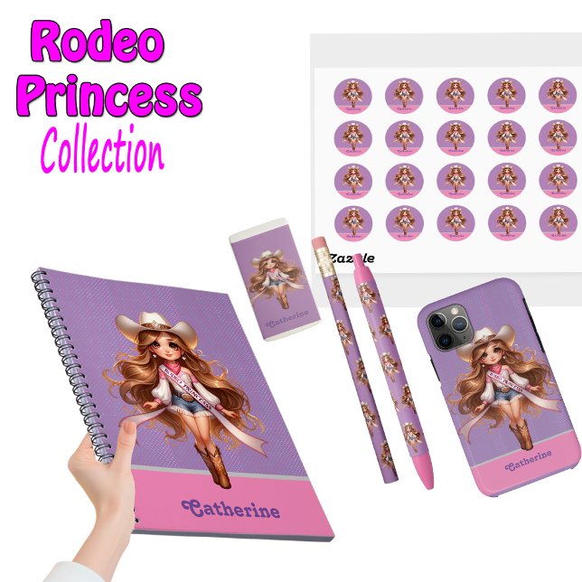 Western Cowgirl Rodeo Princess 1 Personalized Notebook (Rodeo Princess Collection  Notebook, pen, pencils, eraser, stickers and more)