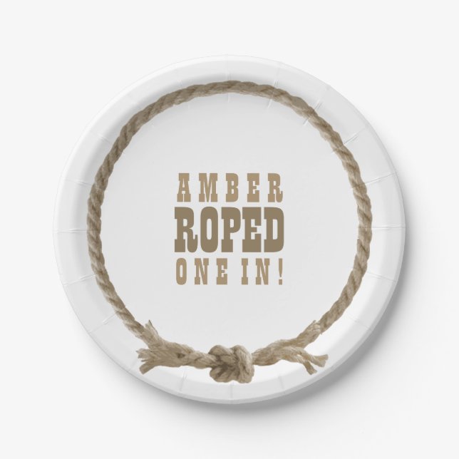 Western cowgirl rope bridal shower design paper plates (Front)