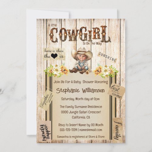 Western cowgirl rustic scrapbooking journal floral invitation