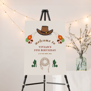 Western Cowgirl Saddle Up Rodeo Birthday Welcome Foam Board