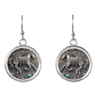 Western Cowgirl Silver Horse Earrings