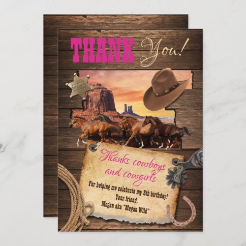 Western Cowgirl Thank You Card