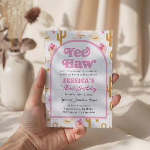 Western Cowgirl Third Rodeo 3rd Birthday Party Invitation