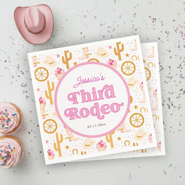 Western Cowgirl Third Rodeo 3rd Birthday Party Napkins (Creator Uploaded)