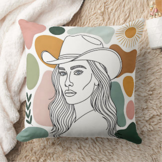 Western Cowgirl Throw Pillow