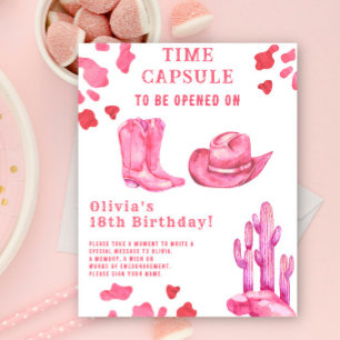 Western Cowgirl Time Capsule 1st birthday Poster
