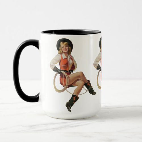 Western Cowgirl Vintage Pin Up Girl Coffee Mug