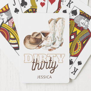 Western Cowgirl White Dirty Thirty 30th Birthday Poker Cards