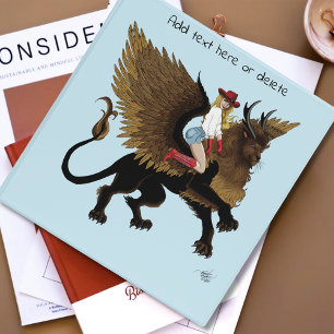 Western Cowgirl Winged Lion Griffon Fantasy Red 3 Ring Binder