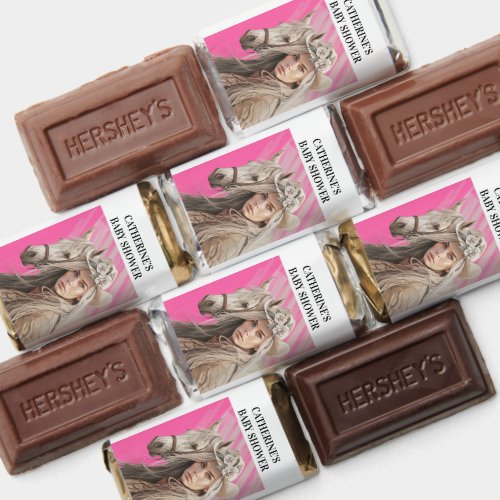 Western cowgirl with horse white pink baby shower hersheys miniatures