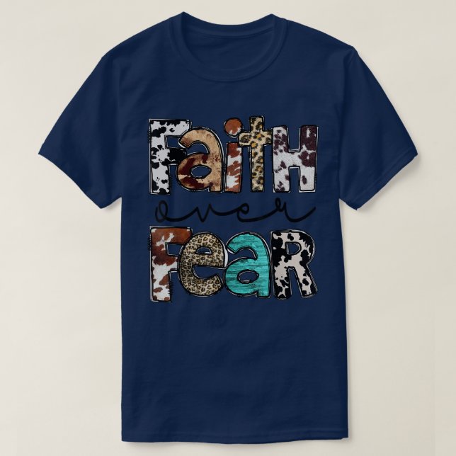 Western Cowhide Leopard Jesus Christian Faith Over T-Shirt (Design Front)