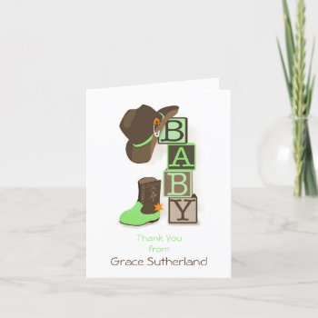 Western Cowpoke Baby Shower Thank You Note by NaptimeCards at Zazzle
