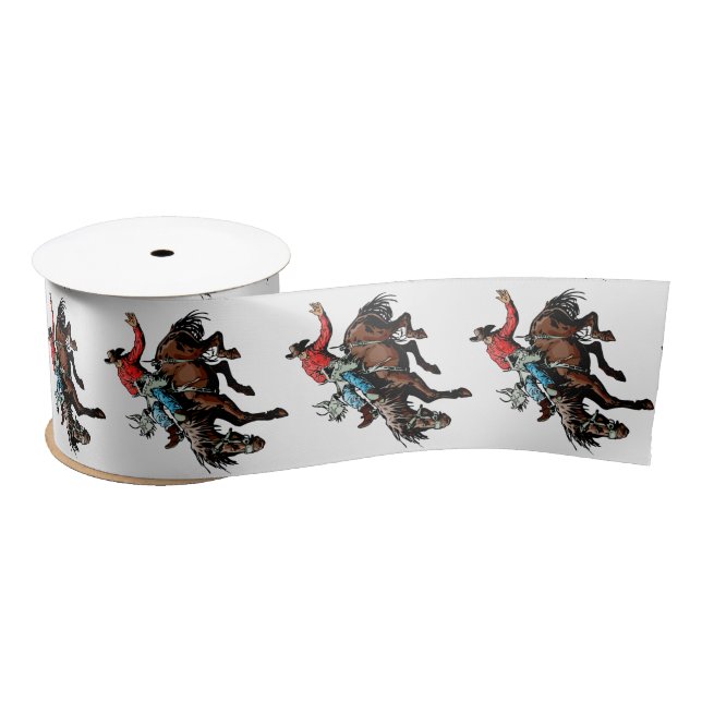 Western Craft Floral Gift Ribbon Bronc Rider (Spool)