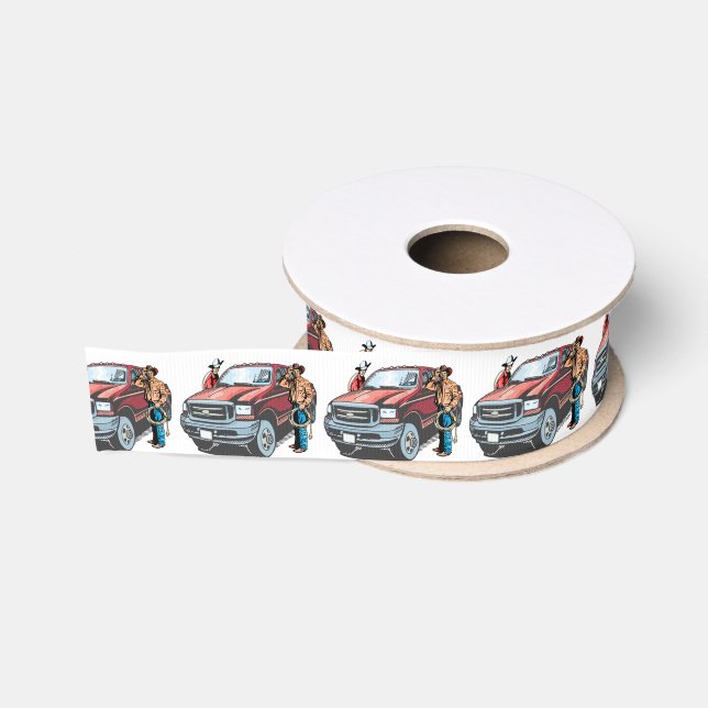 Western Craft Floral Gift Ribbon Cowboys Truck (Spool)